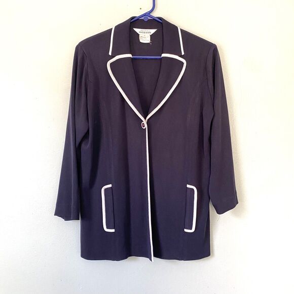 Exclusively Misook Cardigan Blazer Womens Small Jacket Office Career Button Blue - Picture 1 of 7